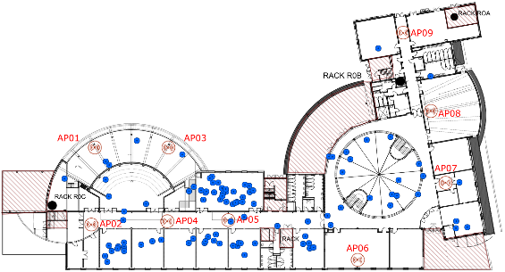 Ground floor other networks including student hotspots, 2.4 GHz