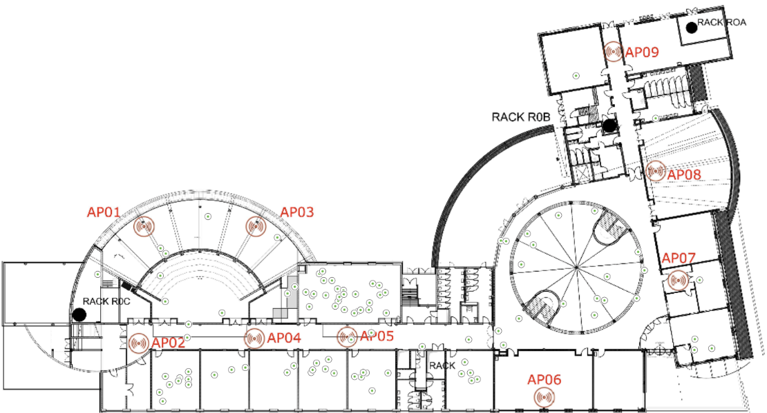 Ground floor student hotspots plotted on the floor plan