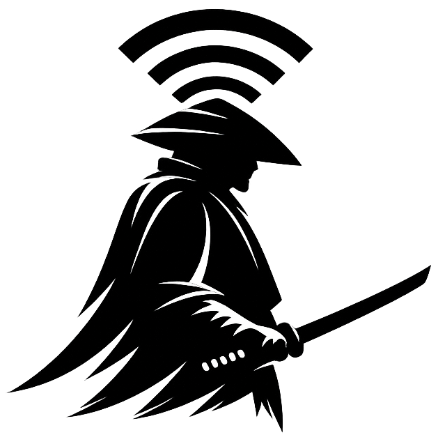 samurai with wi fi symbol